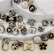 Resim 30 Adet Karışık Vintage ve Minimalist Düğme Seti, Dekoratif Yenilikçi Dikişsiz Çıtçıt Düğmeler, Karışık Plastik ve Metal Moda Bağlantı Elemanları, Gömlekler, Hırkalar ve Giyim Aksesuarları için Çıkarılabilir Görünmez İğneler 