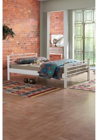 Resim Kappis Çift Kişilik Ferforje Metal -beyaz Ahşap Latalı Karyola 