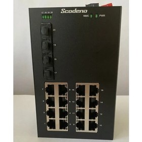 Resim Scodone 16 Port Bakır 16*10/100/1000 4*10G Port Fiber Girişli 20 Port Endüstriyel Yönetilebilir Poe Switch 