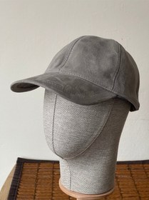 Resim %100 Hakiki Süet Deri Şapka Spor Şapka Cap Kep Süet Şapka Deri Şapka Güderi Ayarlanabilir Ölçü Gri 