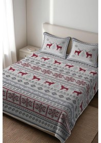 Resim Parlak Kadife Kumaş Kapitoneli Çift Kişilik Yatak Örtüsü Seti 3 Parça Cky0021 Renkli 