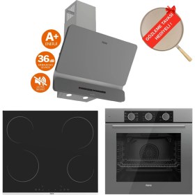Resim Ferre Fryart&flowart Vitroseramik Elektrikli Gri Ankastre Set ( D082-SA Sessiz + MS261 + QXE62CPR ) 