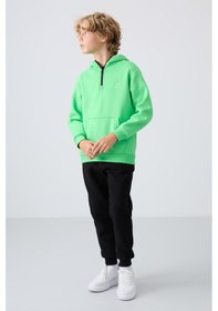 Resim Tommylife Tommy Life Siyah Pamuklu Kalın İçi Tüylü Yumuşak Dokulu Standart Fit Nakışlı Erkek Çocuk Eşofman Alt - 11224 Siyah 