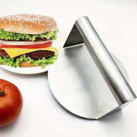 Resim Paslanmaz Çelik Burger Presi, 5.5 İnç Yuvarlak Patty Yapıcı BBQ ve Kızartma Tavası için, Izgara ve Pişirme için Et Ezici Aracı, Et Presi, Burger Kalıbı 
