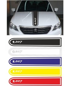Resim mottosticker 207 Logolu Otomobil Ön Kaput Şeridi Kaput Sticker Siyah 