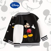 Resim Disney Kızlar İçin Şık ve Basit Mickey Mouse Yazı Baskılı Beyzbol Ceketi, Tek Parça 