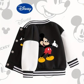 Resim Disney Kızlar İçin Şık ve Basit Mickey Mouse Yazı Baskılı Beyzbol Ceketi, Tek Parça 