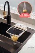 Resim Yıldızhane Fileli Pratik Lavabo Süzgeci Vakumlu Beyaz Lavabo Süzgeci 50 Adet File Hediyeli 