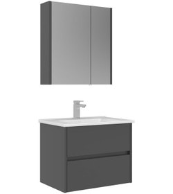 Resim Orka Arno 65 Cm Parlak Antrasit Çekmeceli Banyo Dolabı Takımı Antrasit 