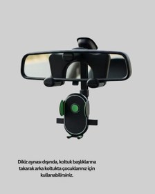 Resim Dikiz Aynasına Takılan Telefon Tutucu Ayarlanabilir Çok Yönlü Araç Aksesuarı - Lisinya 