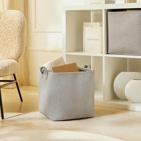 Resim Ocean Home Textile Antrasit Renk Dokulu Kumaş Sepet 30 x 30 x 30 cm 