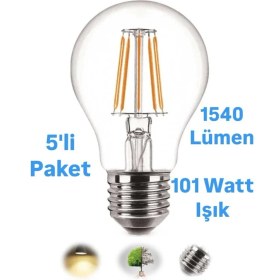 Resim 12W-101W Rustik LED Ampul Günışığı 1540 Lümen E27 Duylu Dekoratif Ampul Flamanlı 