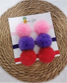Resim Kız Bebek 3'lü Peluş Ponpon Bandana Seti 