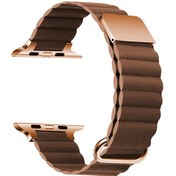 Resim Ekılıf - İos Watch 42mm Uyumlu - Kordon Pu Deri Kordon Strap Kayış Krd-78 - Kahverengi 