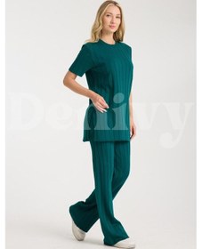 Resim Çizgili Relax Fit İkili Takım Dnv-000019 Zümrüt Yeşili 