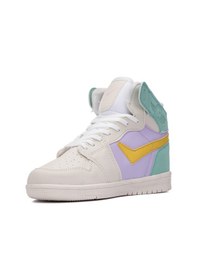Resim Günlük Unisex Sneaker Bağcıklı Hafif Yumuşak Kaymaz Taban Bilekli Basketbol Ayakkabı 8070 Yeşil- Lila- Sarı-21 