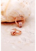 Resim Rose 12 Mm Taşlı Halka Gümüş Küpe 5266 