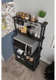 Resim Dekoratif Masivo Mıkrodalga Esspresso 4 Katlı 33 Cmx68 Cm Dikdörtgen Çok Amaçlı Raf Siyah Siyah 