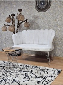 Resim Zafir İkili Krom Kaplama Tel Ayak Papatya Çay Seti Koltuk Berjer , Balkon, Salon, Ofis, Cafe Koltuk Takımı Krem 