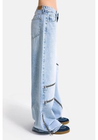 Resim Itsbasic Kadın Ice 4s6-3 Süper Baggy Fit Özel Tasarım Denim Jean Buz Mavi 