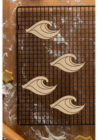 Resim Sörf Dalgası Kurabiye Kalıbı, Hamur Şekillendirici, Bisküvi Kalıbı, Kolay Kesim Ucu Beyaz 