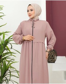 Resim Büyük Beden Krep Ferace -pembe Pembe 