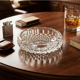 Resim Porsima Klk-04 Kristal Cam Yuvarlak Küllük - Şeffaf Lüks Kül Tablası 13 Cm 