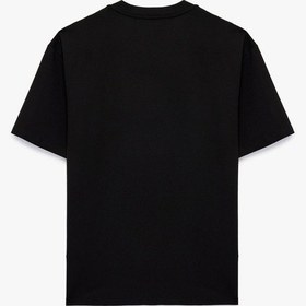 Resim Koton Bisiklet Yaka Rahat Kesim Viskon Karışımlı Kısa Kollu Baskılı Spor Tişört Siyah 6sam10056nk Siyah 