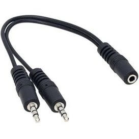 Resim Wellhise 2,5mm Erkek - 2x3,5mm Dişi Mikrofon Kulaklık Ayırıcı Kablo 30 cm 