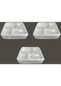 Resim Dağyüce Tek Kullanımlık Köpük 4 Bölmeli Tabldot Köpük Tabak - 26.5x30 Cm. - 10 Adetlik 3 Paket 