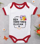 Resim Bitmeyen Kartuş Bk Kids Öğretmen Olucam Tasarımlı Kırmızı Bebek Body Zıbın-1 