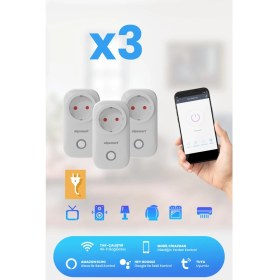 Resim Alpsmart AS816 EU 3 lü Set Wifi Akıllı Priz Uzaktan Kontrollü Tuya Destekli 16A 
