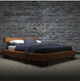 Resim Noz Doğal Ağaç Karyola Çift Kişilik-200x200 Cm- Açık Ceviz Renk 