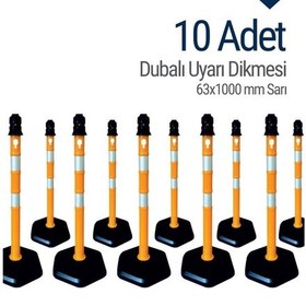 Resim İleri Trafik Dubalı Uyarı Dikmesi 534230910 63 x 1000 MM Sarı 10'lu Set 