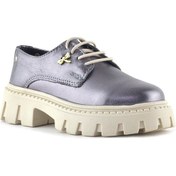 Resim Rakerplus Platin Hakiki Deri Toka Detaylı Bağcıklı Kız Çocuk Günlük Ayakkabı Platin 