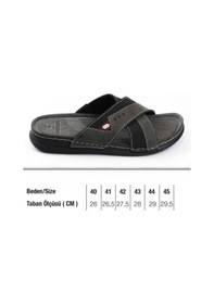 Resim Gezer 11474-25 Deri Anatomik Çapraz Bant Erkek Terlik Füme 