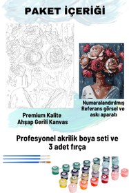 Resim Su'lepas Sayılarla Boyama Seti Numaralı Tuval Fırça Boya 40x50 Cm - GÜL AÇAN KADIN 
