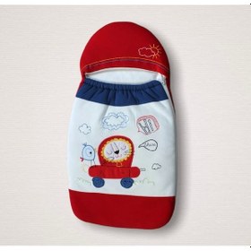 Resim Yenidoğan Arabalı Aslan Nakışlı Fermuarlı Şapkalı Klasik Kundak Bebek Battaniyesi Mavi Mavi 