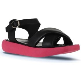 Resim Bueno Shoes Siyah Fuşya Deri Kadın Düz Sandalet 01WY1009 01WY1009 