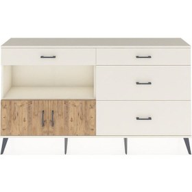 Resim Arges Konsol Tek Raflı 4 Çekmeceli 2 Kapaklı 176x30x99 Aytaşı-çam Aytaşı-çam/aytaşı 
