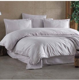 Resim Clasy Çizgili Saten Çift Kişilik Nevresim Takımı Capital V2 Gri 