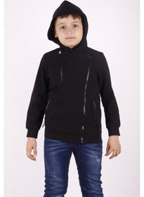 Resim Toontoy Erkek Çocuk Cepli Fermuarlı Asimetrik Kesim Hırka Siyah 