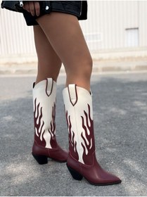 Resim I Love Shoes Uldra Kadın Kovboy Çizme Bordo Mat Deri 