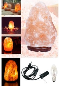 Resim 3 Adet Doğal Himalaya Tuz Lambası 3-5 Kg 1,50 Mt Açma Kapama Düğmeli Kablo + Ampül 1. Kalite 