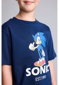 Resim Defacto Sonıc The Hedgehog Lisanslı New Regular Fıt Bisiklet Yaka Kısa Kollu Lacivert Tişört Erkek Çocuk H8435a826hsnv248 Lacivert-nv248 