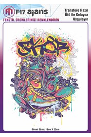 Resim F17 Ajans Ütü Ile Yapışan Tekstil Dtf Baskı Görseli Kaykay 