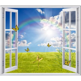 Resim Olinpa Cam Ocak Arkası Koruyucu | Pencere ve Kelebek 