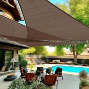 Resim Üçgen Güneşlik Yelkeni, Bahçe Veranda ve Avlu için Geçirgen Kahverengi Tente, 185 GSM Gölge Kumaşı, Güneşlik Ağ Örgü Kumaş 