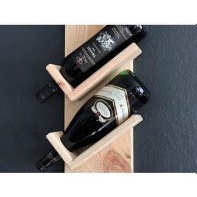 Resim Doğal Ahşap 2 Şişe 2 Kadeh Bölmeli Şaraplık, Renksiz Vernik 