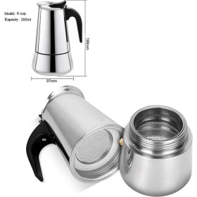 Resim Lidyahan Store Ocak Üstü 6 Cup Fincan 300 ml Moka Pot Espresso CIN285-6 